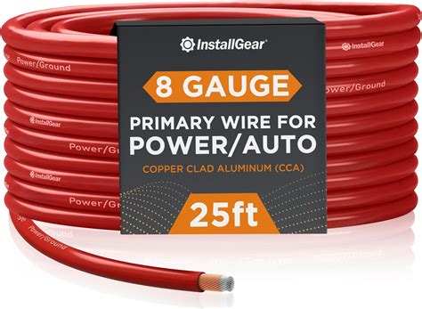 InstallGear 8 Gauge AWG CCA Power Ground Wire Cable (25ft Red) True ...