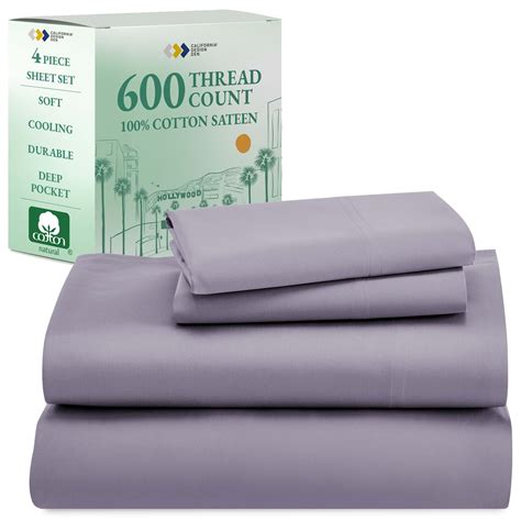 California Design Den Luxury 600 TC 100% Cotton Sateen Cal King Sheets ...