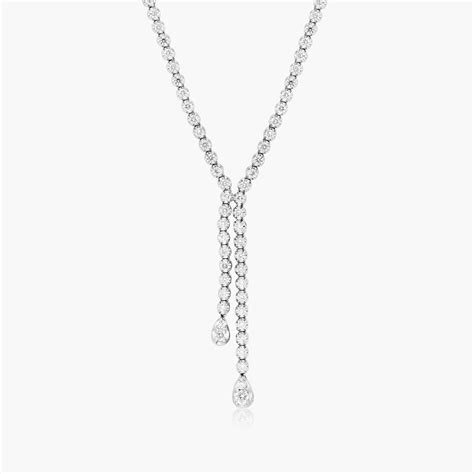 Lariat Diamond Necklace In 14K White Gold-81735w14