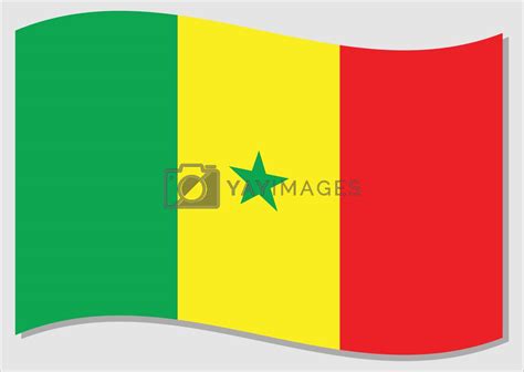 Waving flag of Senegal vector graphic. Waving Senegalese flag ...