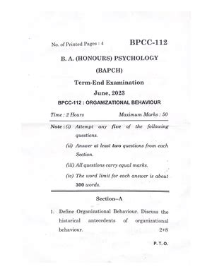 BPCC-112 - BPCC-112 Question paper - P. T. O. No. of Printed Pages : 4 ...