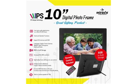 Buy Miracle Digital 10'' IPS Digital Photo Frame with High Def Screen ...