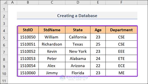 Using Microsoft Excel to Create Database 的图像结果