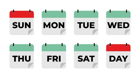 Vecter simple icon calender, 7 day of the week, Collection of calendar ...