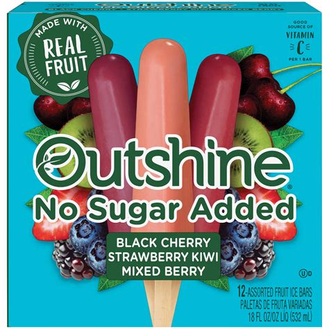 OUTSHINE No Sugar Added Black Cherry, Strawberry Kiwi & Mixed Berry ...