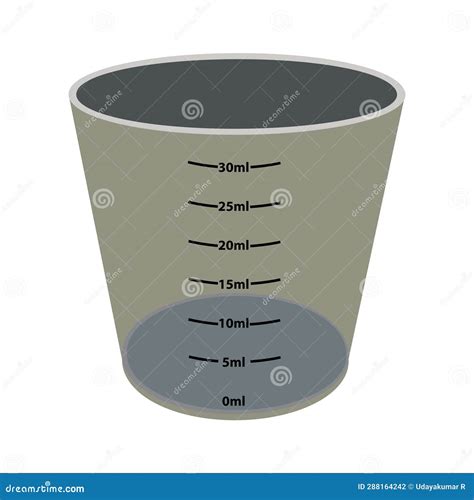 A Vector Drawing of a Thirty Milliliter Measuring Cup Showcases the Sleek Contours and ...