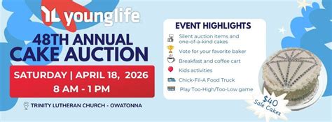 Cake Auction - Young Life Steele County 2026, 609 Lincoln Ave, 55060 ...