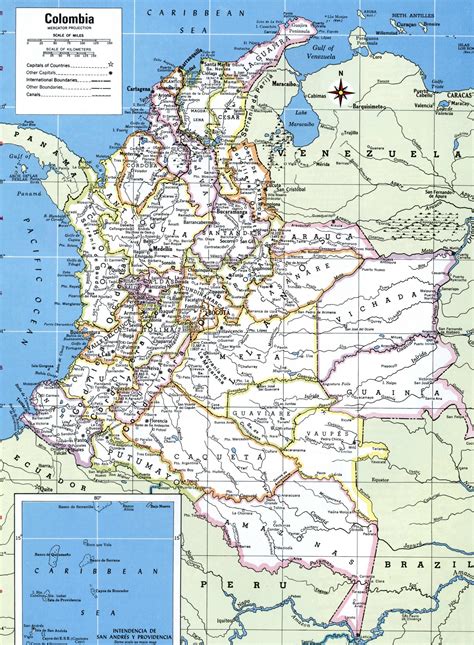 Colombia detailed map with cities and departmental.Free printable map ...