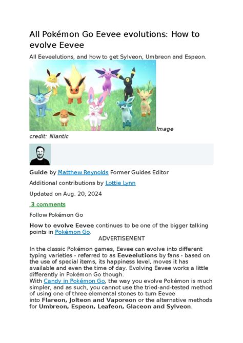 Pokémon Go: Complete Guide to Eevee Evolutions and Naming Tricks - Studocu