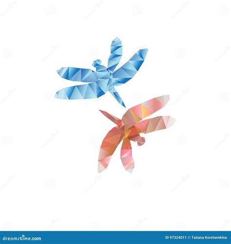 Vector Symbols Geometry of a Dragonfly Stock Vector - Illustration of ...
