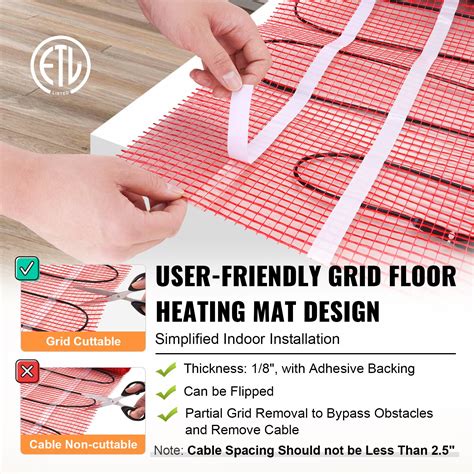 VEVOR Floor Heating Mat, 20 Sq. ft, Electric Radiant In-Floor Heated ...