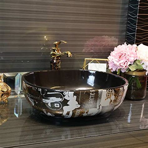 Buy Ceramic Coffee Color Oval Shaped Sanitary Ware Table Top Wash Basin ...