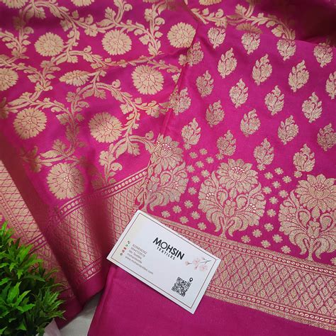 Pink Golden Zari Katan Silk Banarasi Suit – Mohsin Textiles