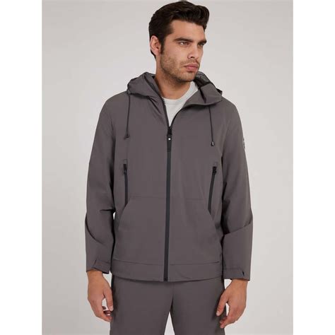 Buy Guess Men Grey Solid Kaden Hooded Jacket Online