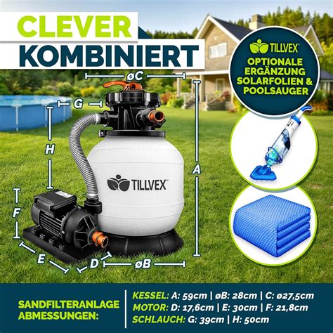 tillvex® sand filter system pool 7,900L/h incl. India | Ubuy