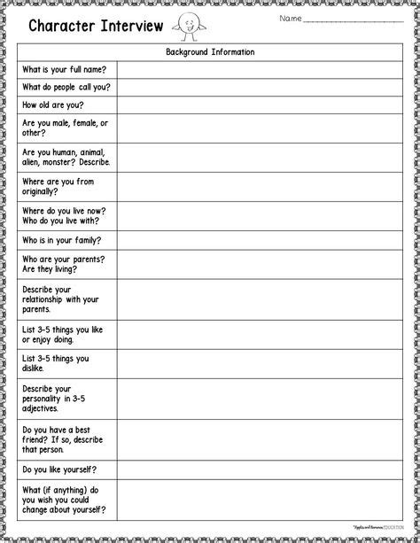 Interview Worksheet for Creative Writing 的图像结果