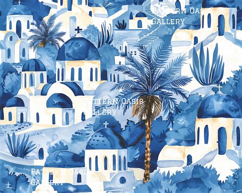 Santorini Seamless Digital Papers, Santorini Island Patterns, Santorini ...