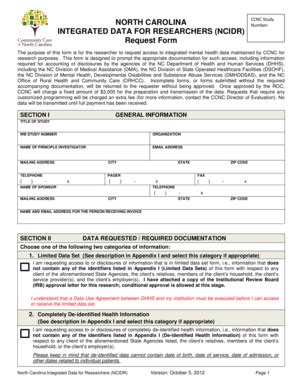 Fillable Online communitycarenc NCCN Request for Health Information ...