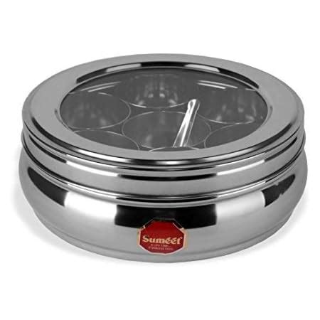 Buy Sumeet Stainless Steel Belly Shape Masala (Spice) Box/Dabba ...