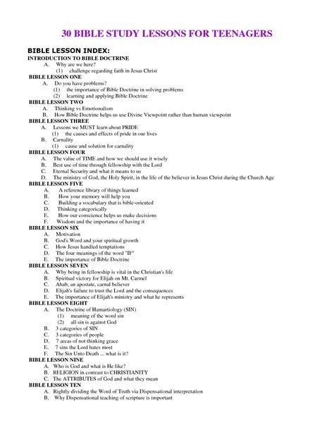 Free Printable Bible Lessons For Youth - bible.weloveprintables.net