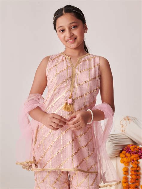 Buy Sha Peach GGT Lurex Sharara Set Online