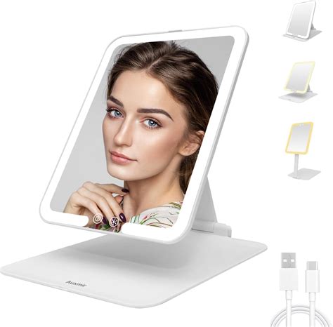 Amazon.com: HUGOAI Travel Makeup Mirror with Lights - Sunight ...