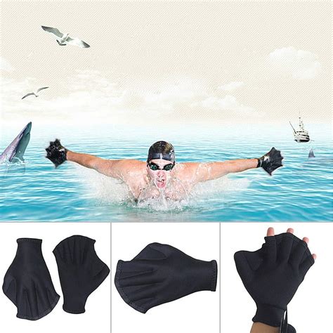 1P Sports Sing Paddle Gloves Hand Webbed Swim Training Diving Gloves ...