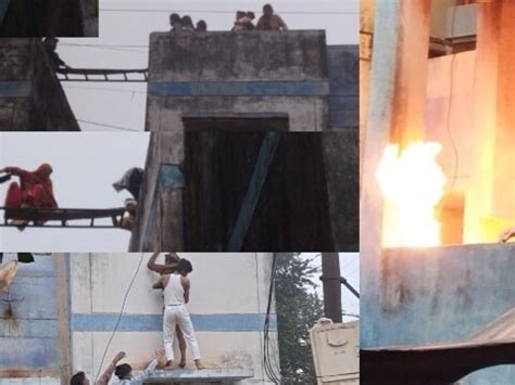panic spread after seeing the burning cylinder on the stairs people ...