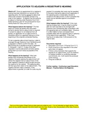 Fillable Online APPLICATION TO ADJOURN A REGISTRARS HEARING Fax Email ...