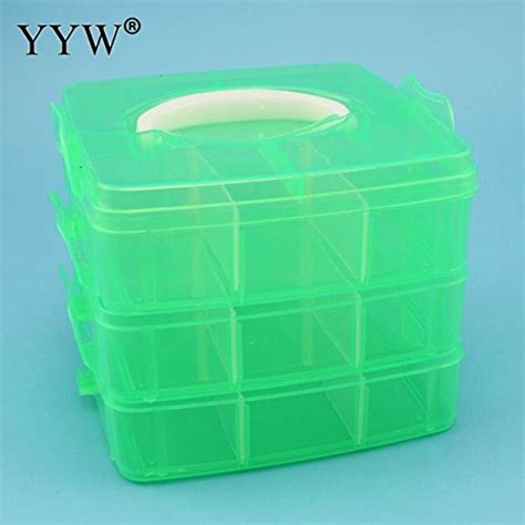 green : Big Stack Box Accessory Storage 3 layers adjustable slots ...