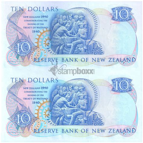 NEW ZEALAND 10 DOLLARS 1990 P-176 UNCUT OF 2 UNC – Stampboxx