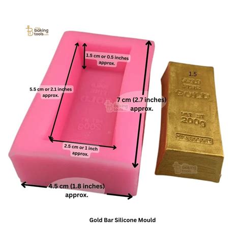 2.8 Inches Gold Bar Silicone Gum Paste Mould