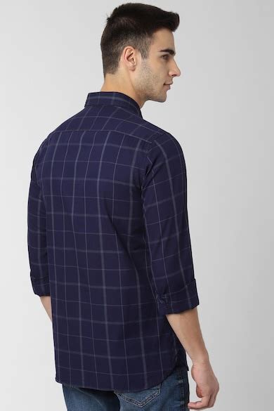 Buy Men Navy Slim Fit Check Full Sleeves Casual Shirt Online - 477793 ...