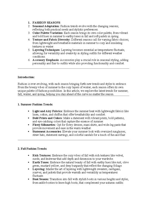 Fashion Seasons - 1. FASHION SEASONS 2. Seasonal Adaptation: Fashion ...