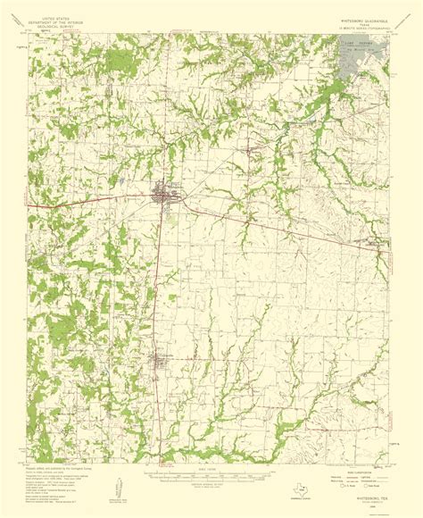 Topographical Map - Whitesboro Texas Quad - USGS 1959 - Vintage Wall A ...