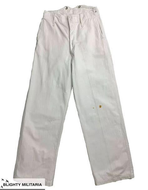 Original 1940s Royal Navy White Fatigue Work Trousers - Size 30x31 in ...