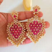 Huge Pure Silver Ruby Guttapusalu Dangle Earrings – Enumu