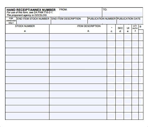 Image result for Army Hand Receipt Form Example