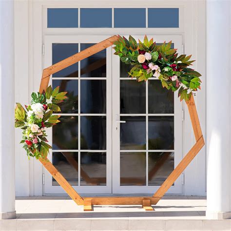 Buy 7 FT Heptagonal Wooden Wedding Arch - Rustic Wedding Decorations ...