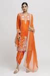 Buy Orange Tussar, Cotton, Chiffon Lace, Embroidery Surbhi Kurta Dhoti ...