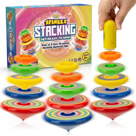 Amazon.com: IPIDIPI TOYS Spineez Stacking Spinning Tops for Kids - Set ...