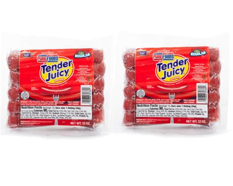 Amazon.com : Purefoods Tender Juicy Hot Dog, Regular, Frozen 12 oz, 2 ...