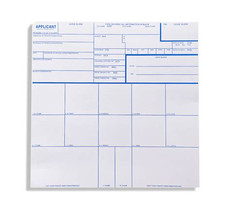 60 Pack - Fingerprint Cards – FBI Form FD-258 – National Gun Trusts