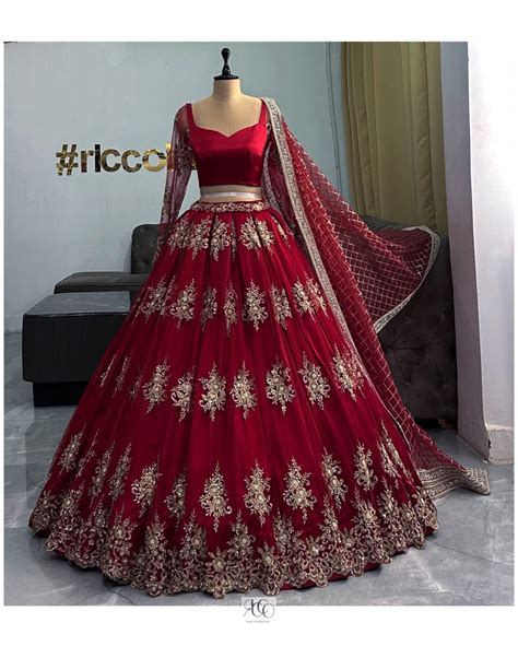 BERGUNDY FLARED LEHENGA – Ricco India