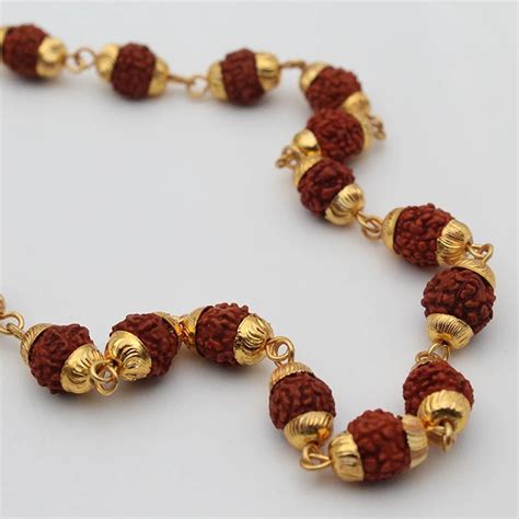 Original Panch Mukhi Rudraksha Mala with Golden Cap Beads – Dharmsaar