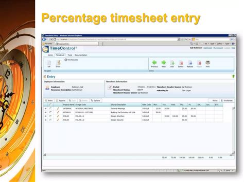 TimeControl timesheet - entry in percentage | PPTX