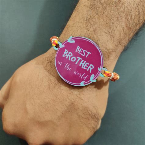 Best Brother in the World Wooden Rakhi with Rudraksha Thread| Rakhi fo ...