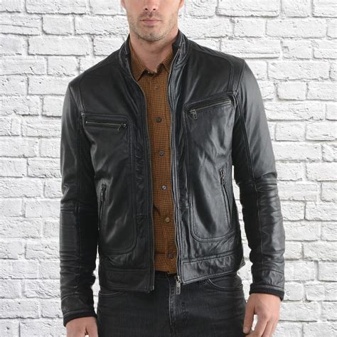Leather Jacket Men, Black Winter Jacket , Lamb Leather Coat Bomber ...