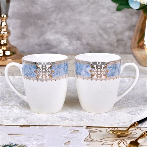 Victorian Green Coffee Mugs (Set of 2, 300 ML) – Vigneto