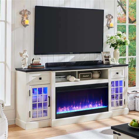 Amazon.com: JXQTLINGMU Fireplace TV Stand for 80 Inch TV, Farmhouse ...